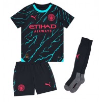 Camisa de time de futebol Manchester City Erling Haaland #9 Replicas 3º Equipamento Infantil 2023-24 Manga Curta (+ Calças curtas)